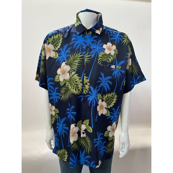 Rima Vintage Tropical Hawaiian Short Sleeve Shirt  Size XL Blue   Terivoile - Picture 10 of 16
